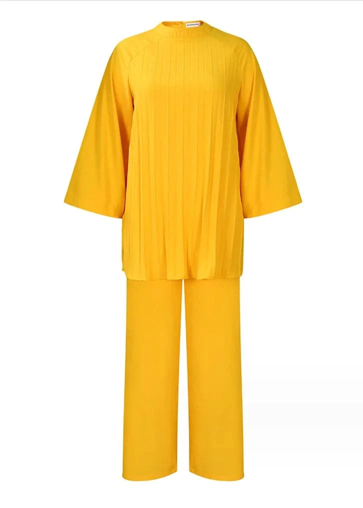 Liu Ming New Design Fall Women Suit Solid Color Long Sleeve Tops Straight Pants Loose Two Piece Set