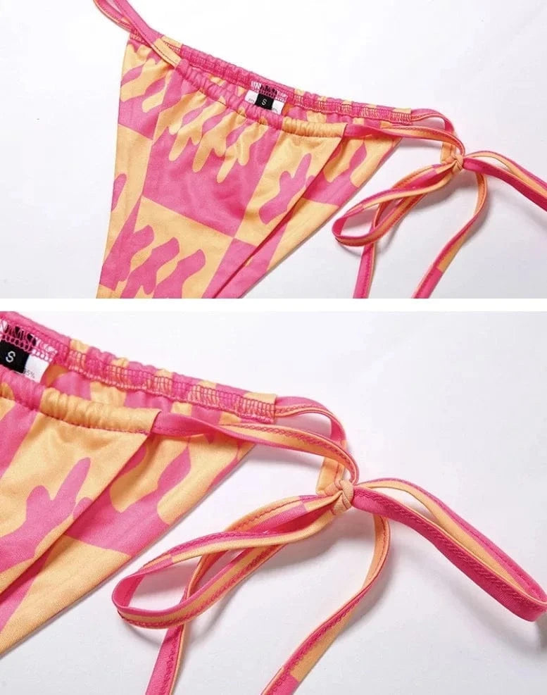 Liu Ming New Wholesale 3 Pieces Swimsuits Women Printed Female Beach Bathing Suit Push Up Skirt Swimwear Bikini Set