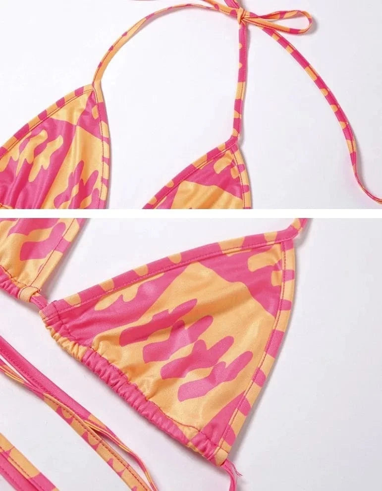 Liu Ming New Wholesale 3 Pieces Swimsuits Women Printed Female Beach Bathing Suit Push Up Skirt Swimwear Bikini Set