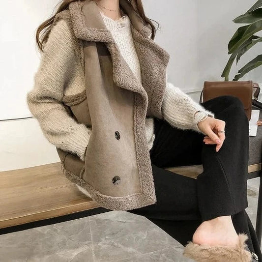 Liu Ming Popular Product 2024 Korean Fashion Women Winter Sleeveless Faux Lamb Wool Vest Tops Outerwear Jackets Coats