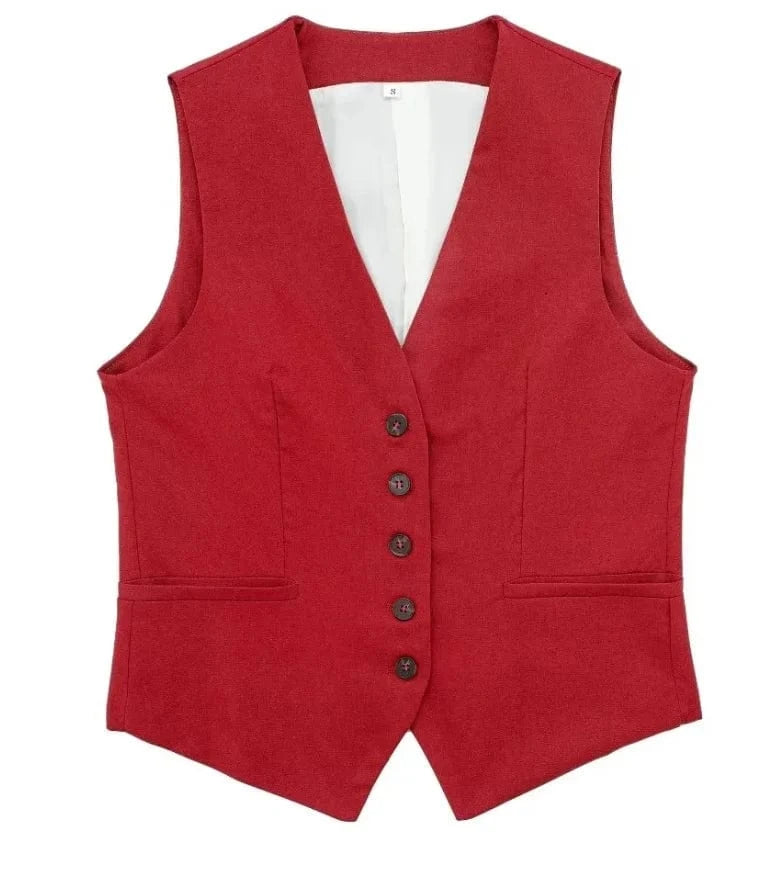 Liu Ming Wholesale 2024 New Arrivals Summer Woman Solid V Neck Sleeveless Single Breasted Vests High Waist Shorts Pants Set