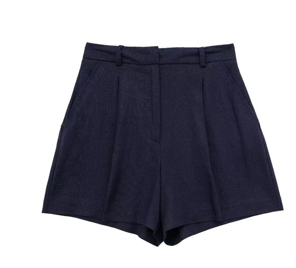 Liu Ming Wholesale 2024 New Arrivals Summer Woman Solid V Neck Sleeveless Single Breasted Vests High Waist Shorts Pants Set