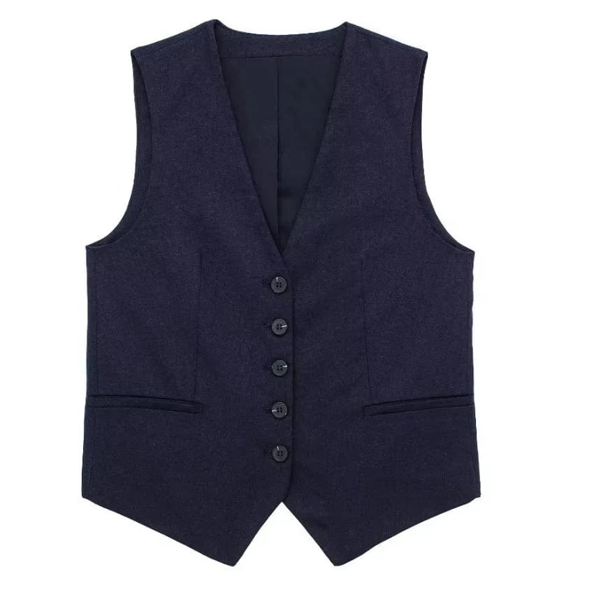 Liu Ming Wholesale 2024 New Arrivals Summer Woman Solid V Neck Sleeveless Single Breasted Vests High Waist Shorts Pants Set