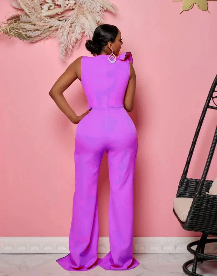 Liu Ming Wholesale 2024 New Design Women Elegant Sexy Hollow Out Sleeveless Loose Wide Leg Jumpsuit