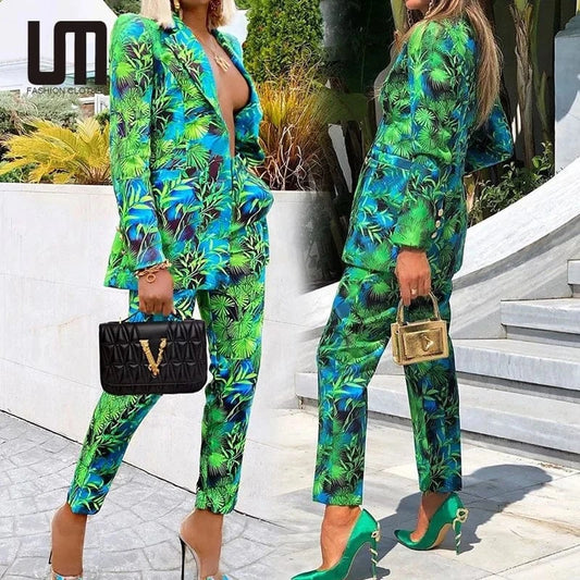 Liu Ming Wholesale Fashion 2024 Casual Blazer And Pencil Pant Office Lady Suit Business Work Suits OL 2 Piece Set For Women