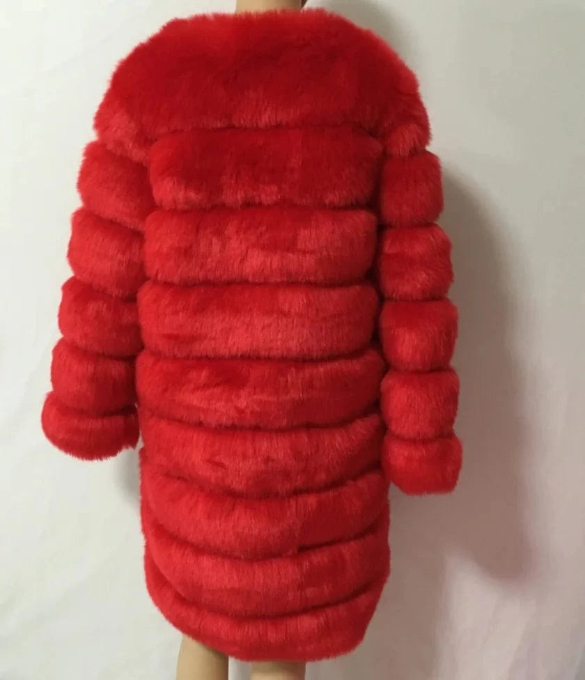 Liu Ming Winter New Arrivals Women Warm Casual Faux Fur Cotton Padded Jacket Long Thick Coats