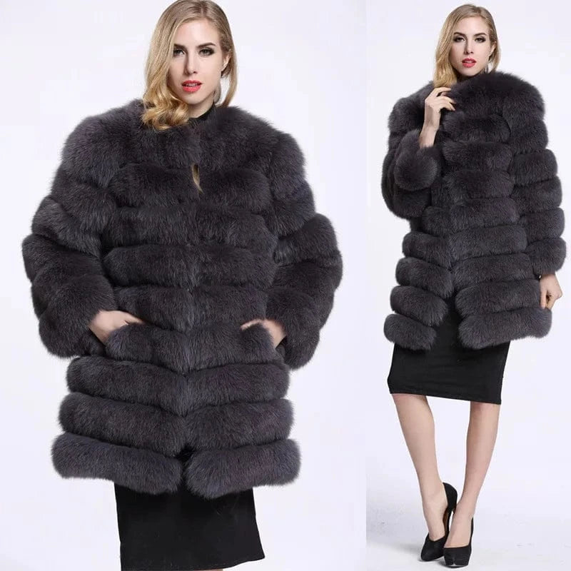 Liu Ming Winter New Arrivals Women Warm Casual Faux Fur Cotton Padded Jacket Long Thick Coats