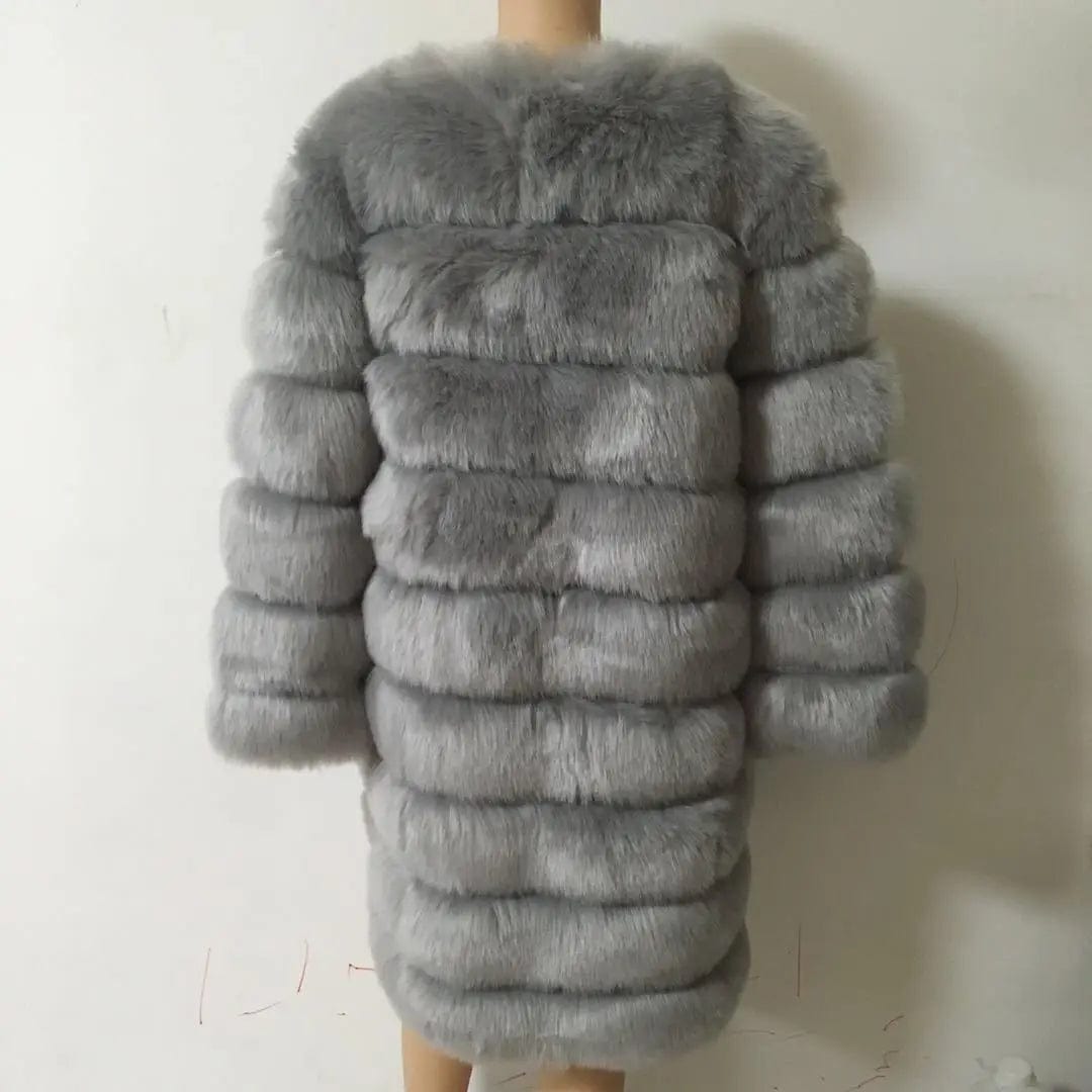Liu Ming Winter New Arrivals Women Warm Casual Faux Fur Cotton Padded Jacket Long Thick Coats