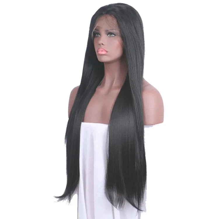 Long 26 Inch Silk Straight Brazilian Human Hair Wigs