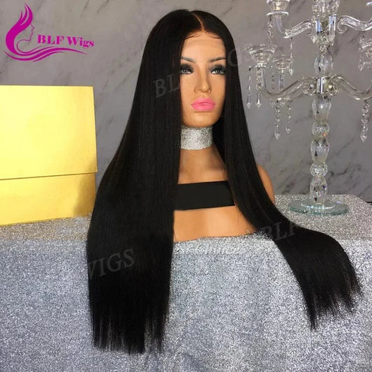 Long 26 Inch Silk Straight Brazilian Human Hair Wigs