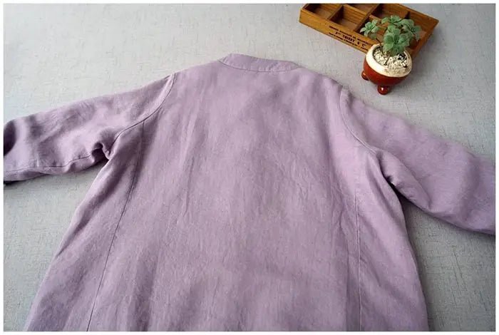 Long Cotton Coat With Standing Collar Buckle Quilted Warm Mid Length Chinese Style - SN Wigs & More
