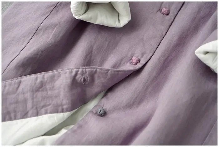 Long Cotton Coat With Standing Collar Buckle Quilted Warm Mid Length Chinese Style - SN Wigs & More