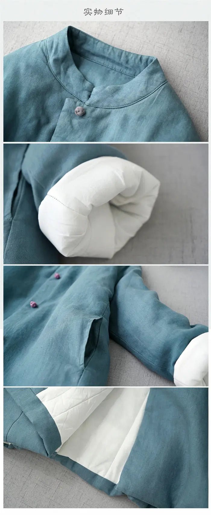 Long Cotton Coat With Standing Collar Buckle Quilted Warm Mid Length Chinese Style - SN Wigs & More