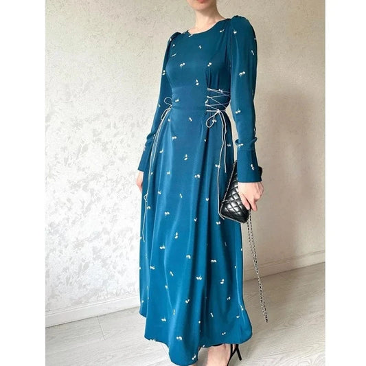 long dress African Dashiki Flower Print Traditional Bazin Long Dress