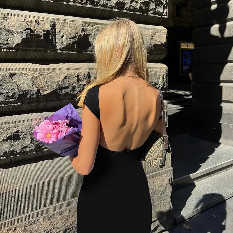 Long Dress Backless Bodycon Chic Elegant Evening Look - SN Wigs & More