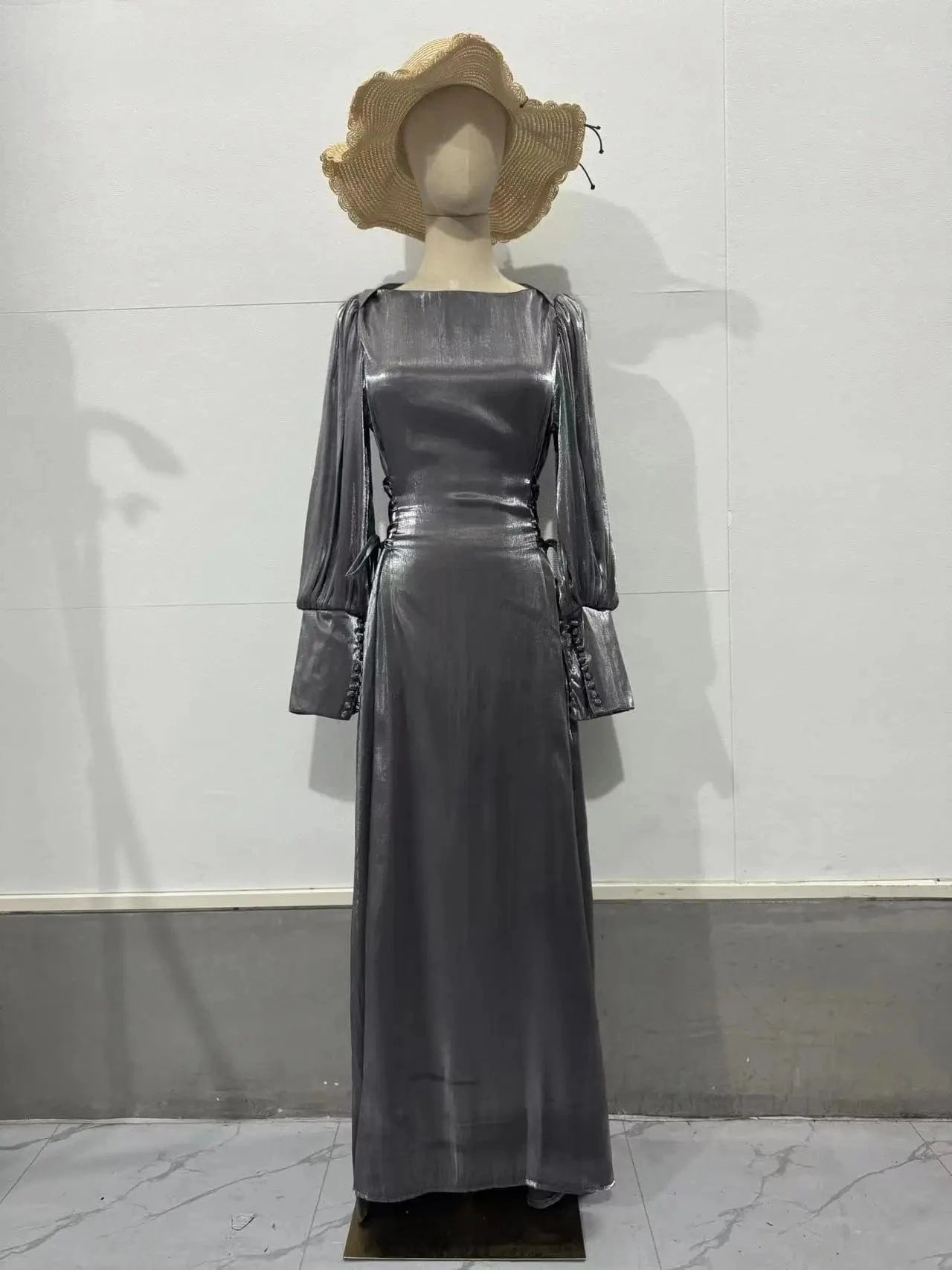 long dress Satin Lace-up Long Dress