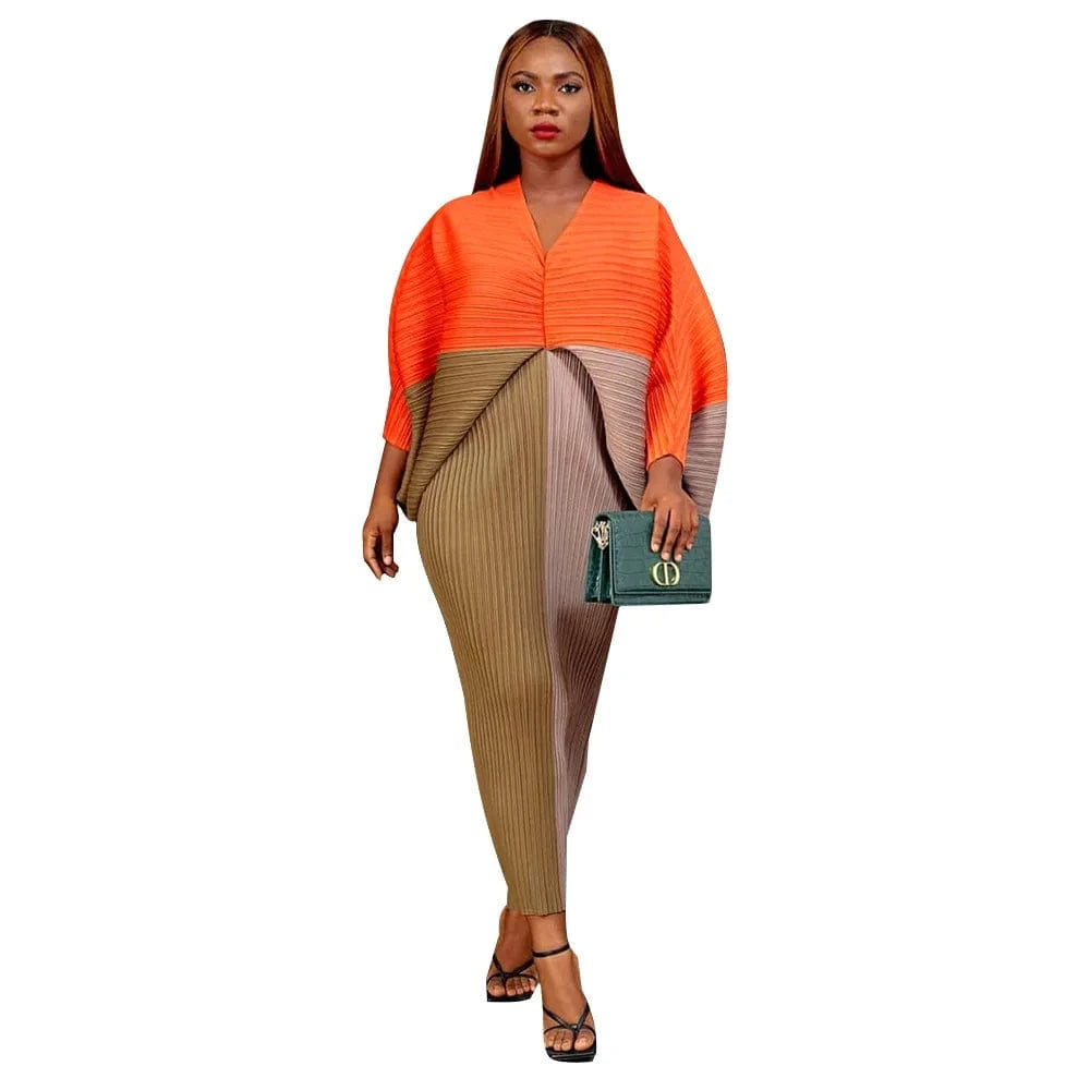 long dress Women’s Long Sleeve V-Neck Polyester Knee-Length Dress