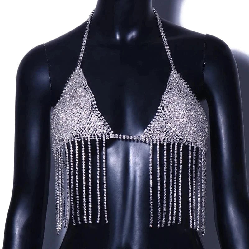 Long Fringed Bra Chain Charming Tassel Lingerie Chest Festival Outfit Quality Bra Crystal Sexy Breast Jewelry