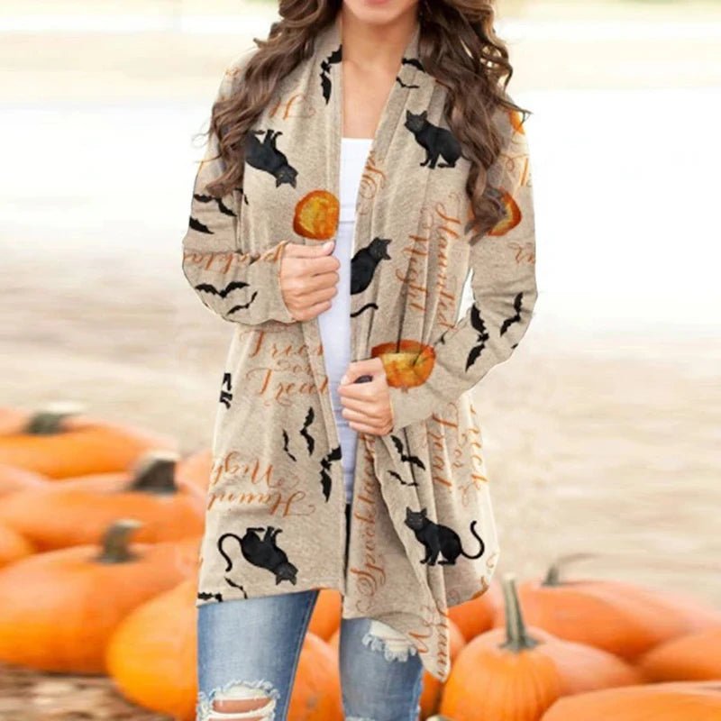 Long Sleeve Halloween Women Simple Outerwear Spring Autumn Loungewear 2022 V - Neck Elegant Ladies Trench Streetwear Dropshipping - SN Wigs & More