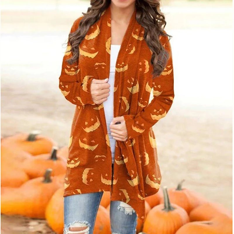 Long Sleeve Halloween Women Simple Outerwear Spring Autumn Loungewear 2022 V - Neck Elegant Ladies Trench Streetwear Dropshipping - SN Wigs & More