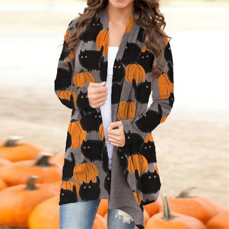 Long Sleeve Halloween Women Simple Outerwear Spring Autumn Loungewear 2022 V - Neck Elegant Ladies Trench Streetwear Dropshipping - SN Wigs & More