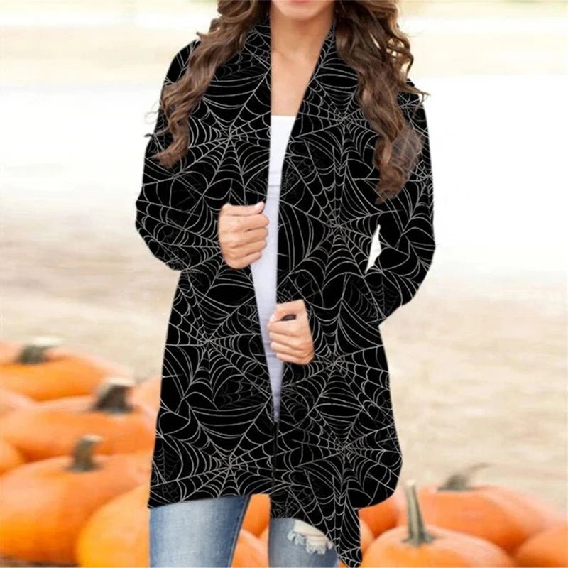 Long Sleeve Halloween Women Simple Outerwear Spring Autumn Loungewear 2022 V - Neck Elegant Ladies Trench Streetwear Dropshipping - SN Wigs & More
