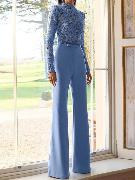 Long Sleeve Hollow Out Chic Jumpsuits, Women Spring Summer O Neck Fashion Playsuits, Holiday Patchwork Casual Ladies Bodysuits - SN Wigs & More