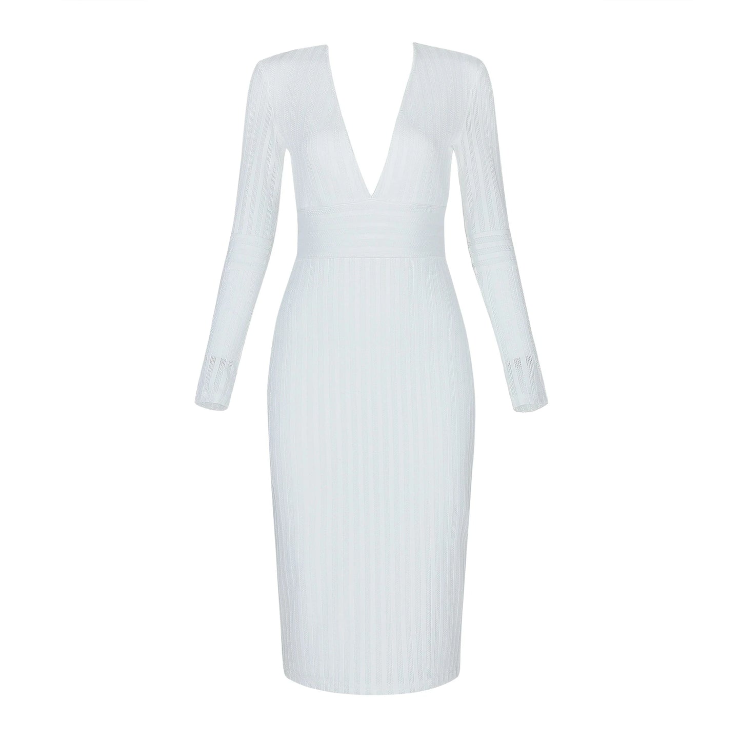 Long Sleeve Plus Size Deep V Neck Club Bandage Sexy Bodycon Comfortable Dress