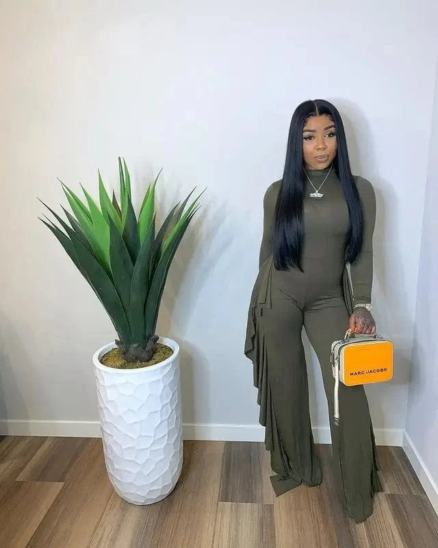 Long Sleeve Women's Jumpsuit Bodysuit Slim Fringe Jumpsuit Ladies Fringe Jumpsuit