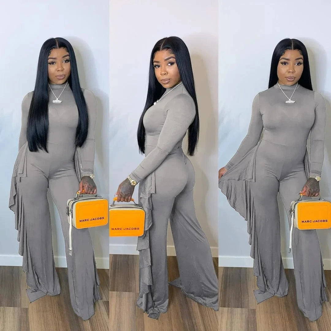 Long Sleeve Women's Jumpsuit Bodysuit Slim Fringe Jumpsuit Ladies Fringe Jumpsuit