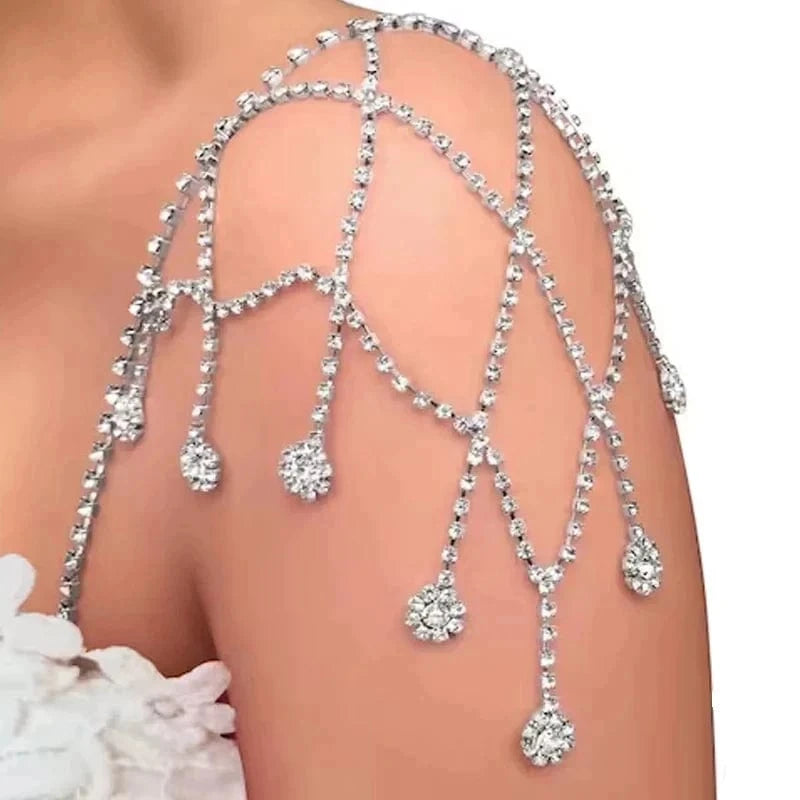 Long Tassel Crystal Rhinestone Body Shoulder Jewelry Sexy Body Chain for Women Shoulder Chain Jewelry