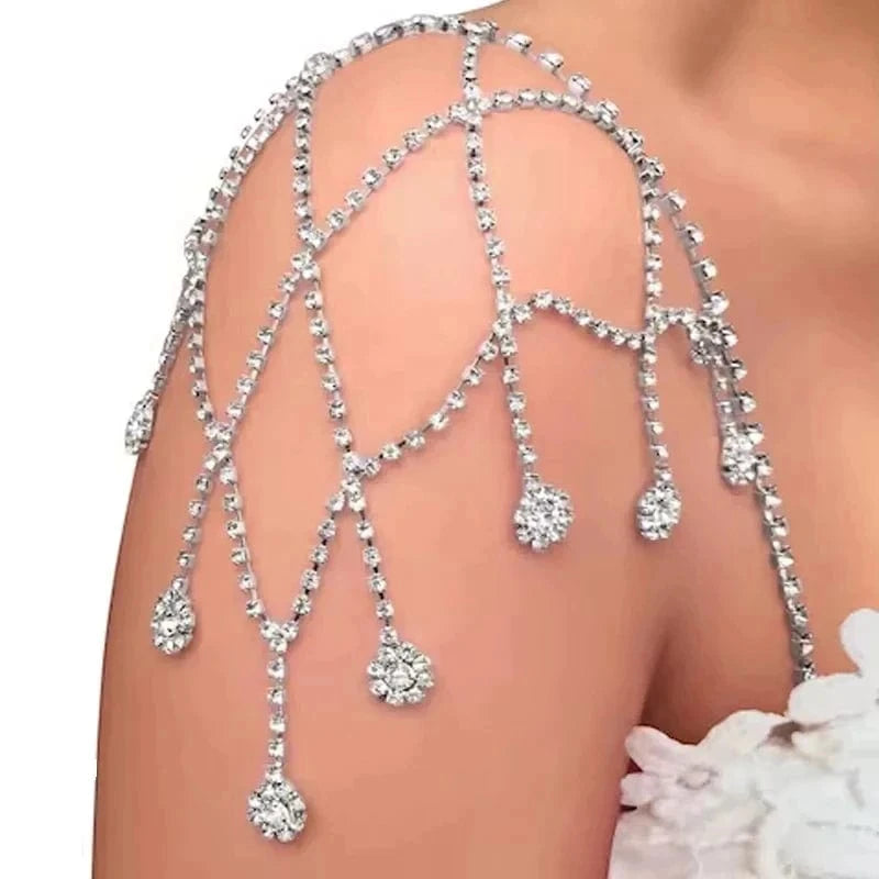 Long Tassel Crystal Rhinestone Body Shoulder Jewelry Sexy Body Chain for Women Shoulder Chain Jewelry