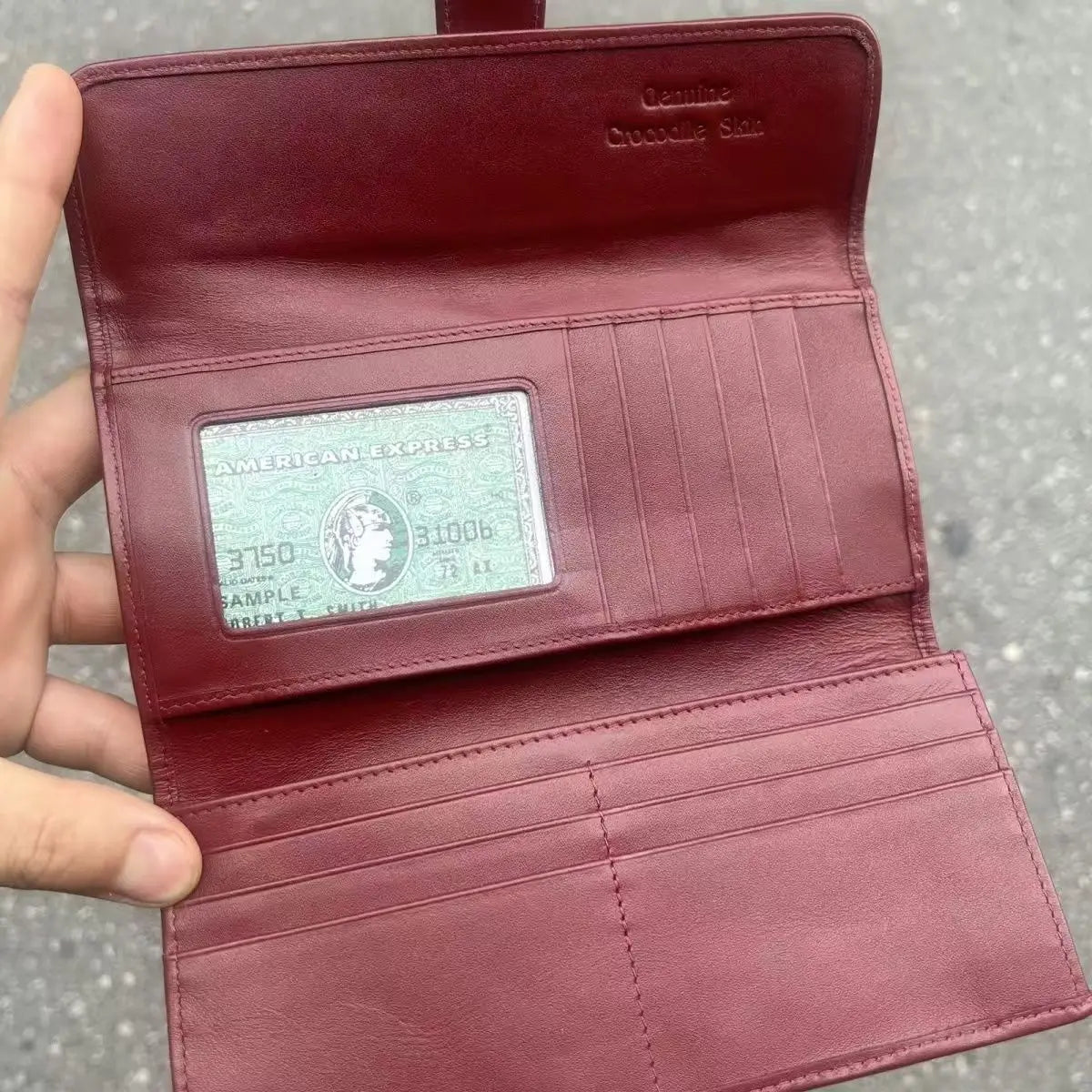 Long Wallet Crocodile Leather Texture Classic Style - SN Wigs & More
