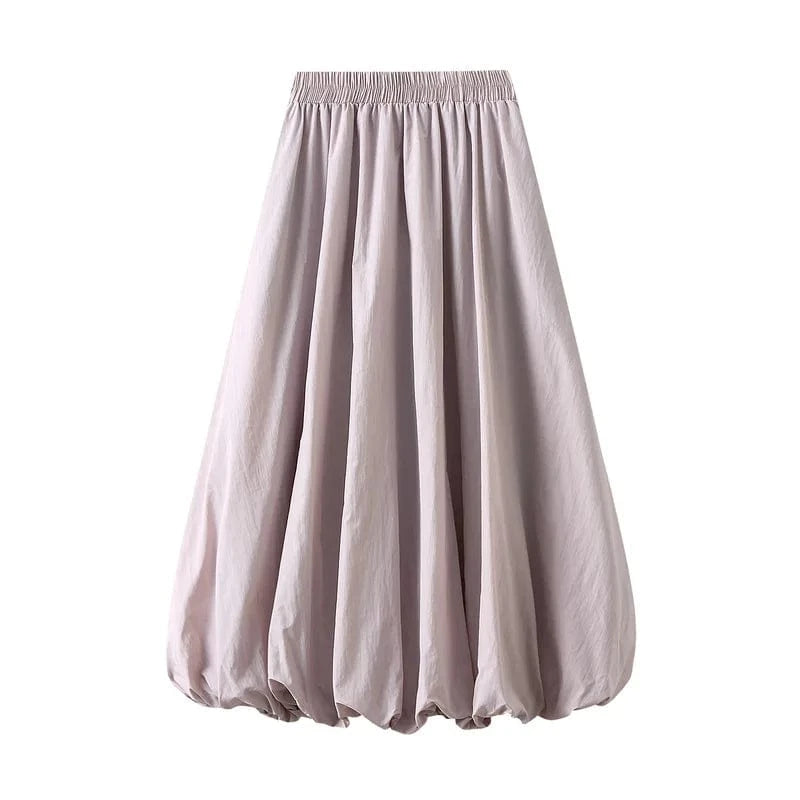 Loose A-line Lantern Skirt Folds Patchwork Solid Casual All-match Mujer Faldas Spring New 2024 Japanese Fashion Women Skirts