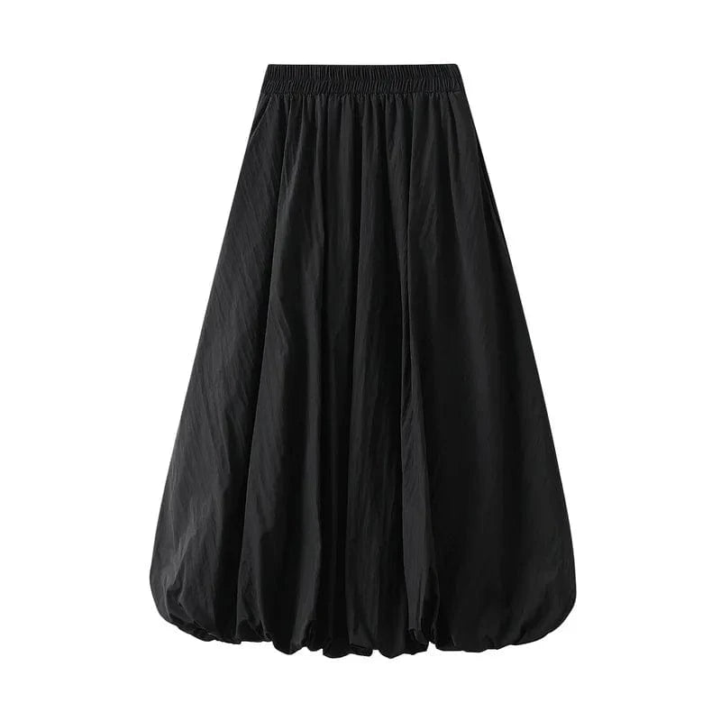 Loose A-line Lantern Skirt Folds Patchwork Solid Casual All-match Mujer Faldas Spring New 2024 Japanese Fashion Women Skirts