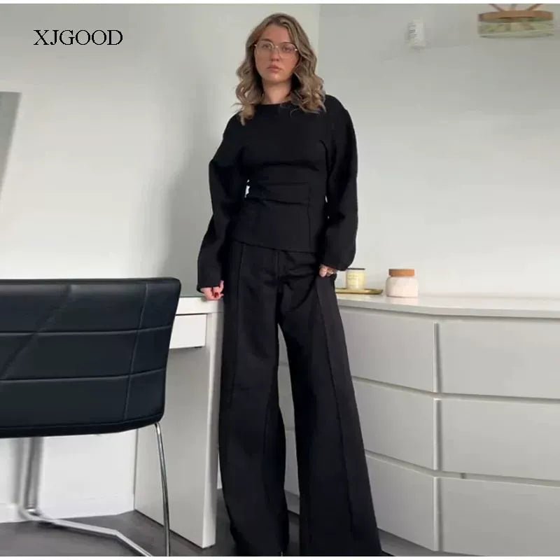 Loose O - neck Top Wide Leg Pants Set Loose O Collar Top Wide Leg Pants Set - SN Wigs & More