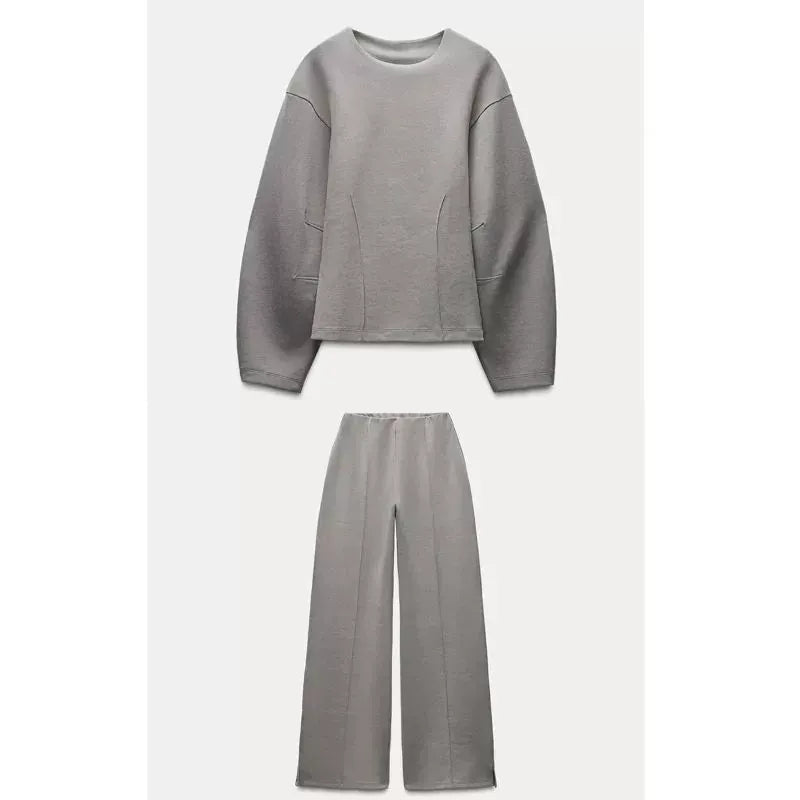 Loose O - neck Top Wide Leg Pants Set Loose O Collar Top Wide Leg Pants Set - SN Wigs & More