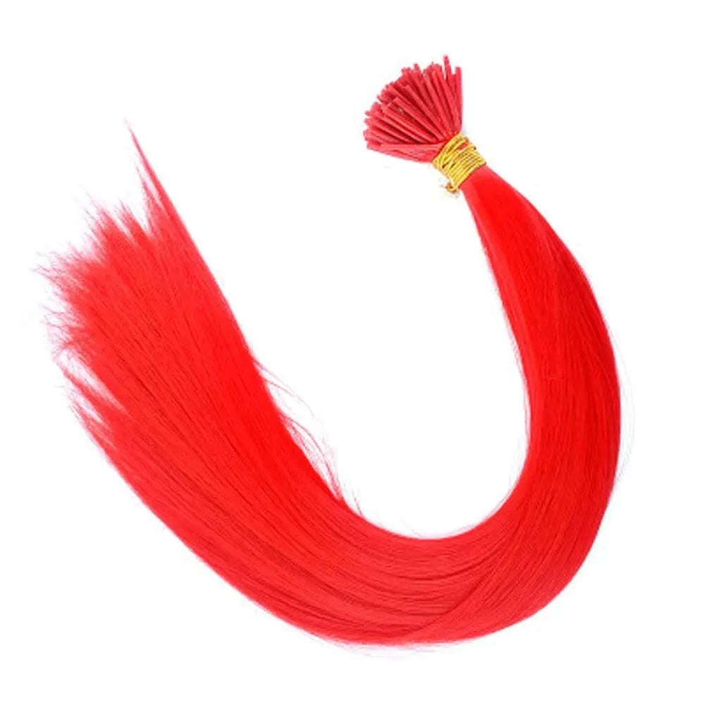 Lot 20'' 100s Mixed Rainbow Cosplay  Heat Resistant Synthetic I Tip Hair Extensions Purple Color for Party