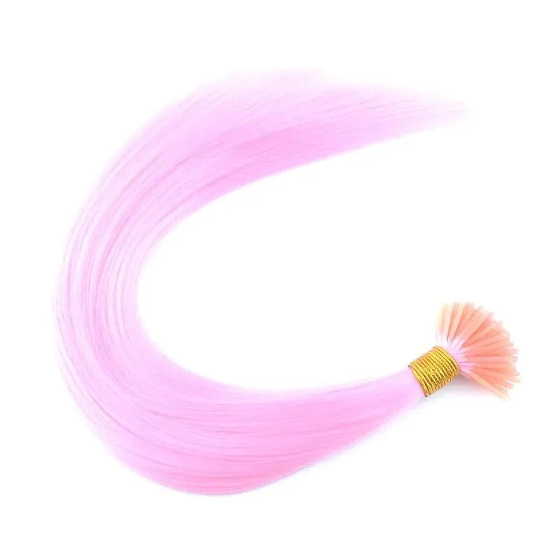 Lot 20'' 100s Mixed Rainbow Cosplay  Heat Resistant Synthetic I Tip Hair Extensions Purple Color for Party