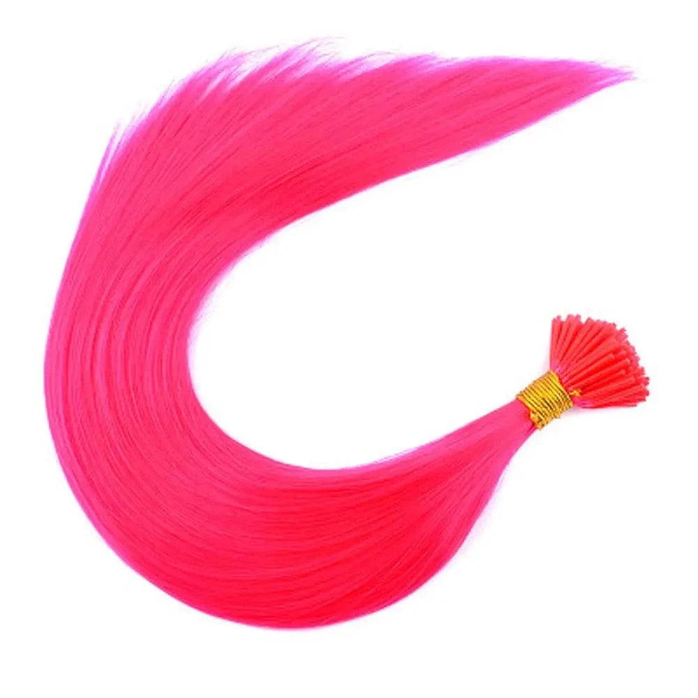 Lot 20'' 100s Mixed Rainbow Cosplay  Heat Resistant Synthetic I Tip Hair Extensions Purple Color for Party
