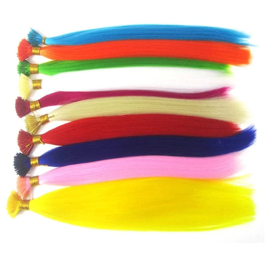 Lot 20'' 100s Mixed Rainbow Cosplay  Heat Resistant Synthetic I Tip Hair Extensions Purple Color for Party