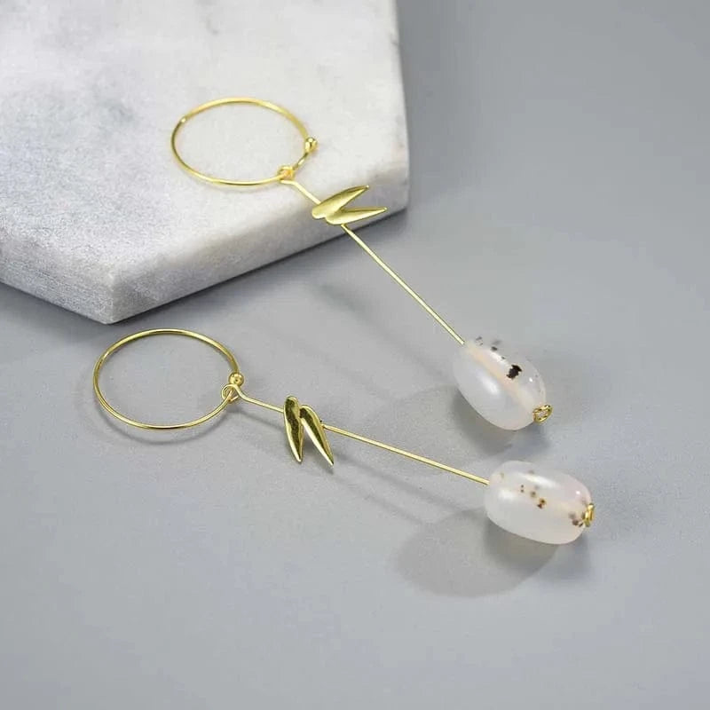 lotusfun Lotus Fun Real 925 Sterling Silver Agate Flower Long Dangle Drop Earrings fine jewelry for women