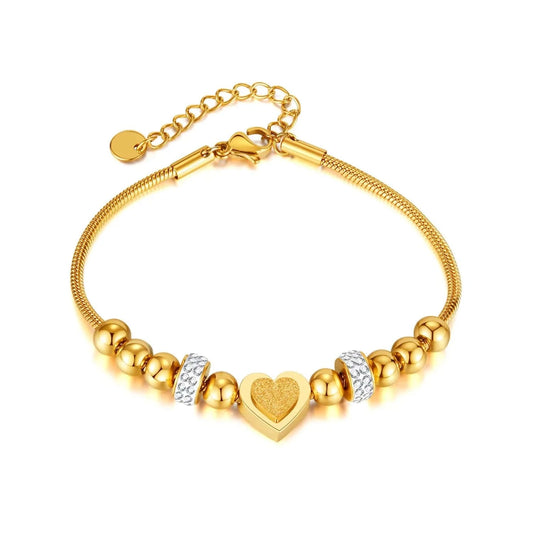 Love Classic Stainless Steel Bracelet for Women Frosted with Gold Plating Zircon Charm for Weddings or Parties
