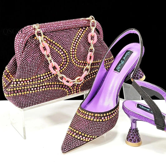 Low Heel Shoes Matching Clutch Bag For Women Beautiful Design African Set Of Fashion Bag And Shoes For Ladies Daily Party