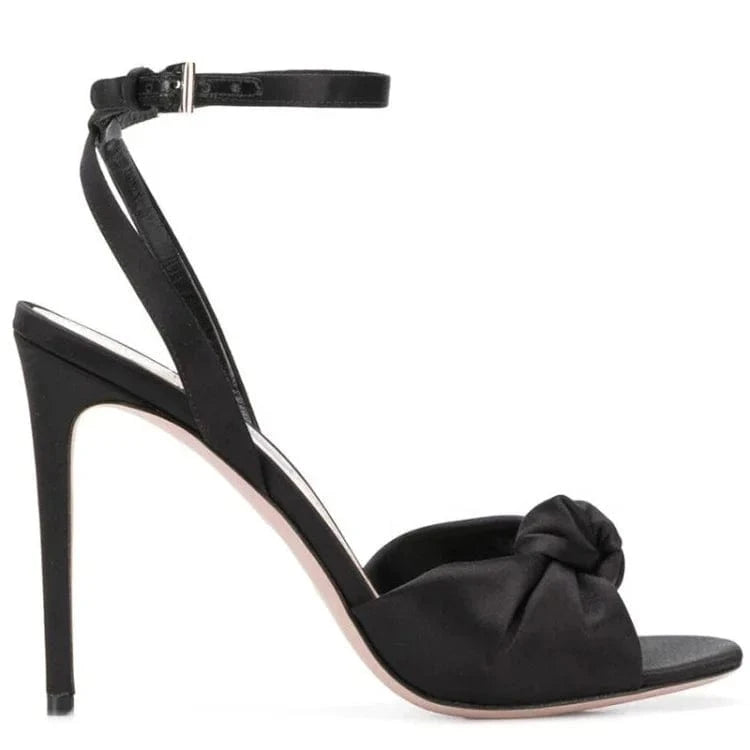 low price custom made satin fabric bow peep toe ankle strap super high heel dressing wedding party women heel sandals