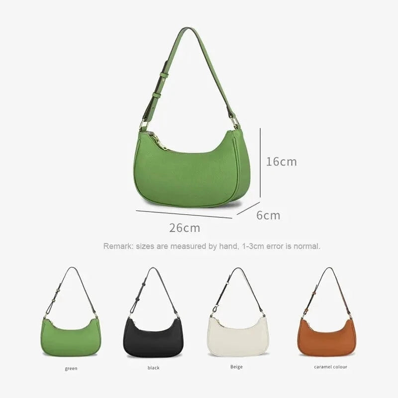 Lower Price Genuine Real Leather Underarm Saddle Handbag Design Cowhide Shoulder Bag For Ladies Girl Women Crescent-Shaped Pack