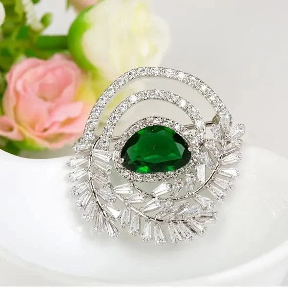 LUOTEEMI Cubic Zircon Jewelry Manufacturer Wholesale Fashion Luxury Custom Korea Design Fancy Wedding CZ Invitation Brooch Pin