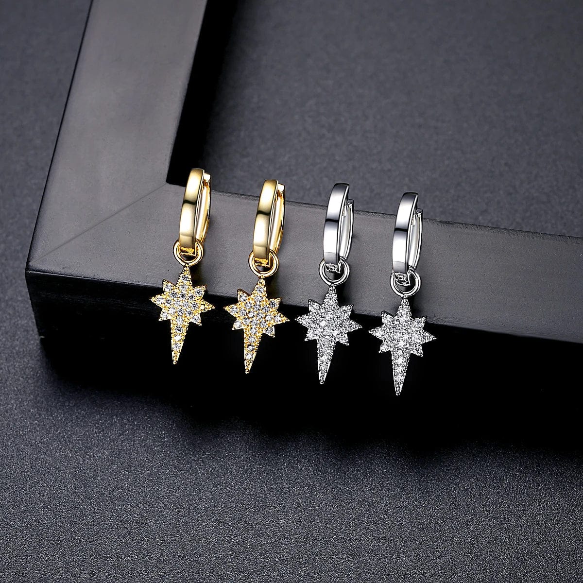 LUOTEEMI CZ Star Huggie Accessories Fashion Jewellery Beautiful Summer Gold Plated Hoop Earring