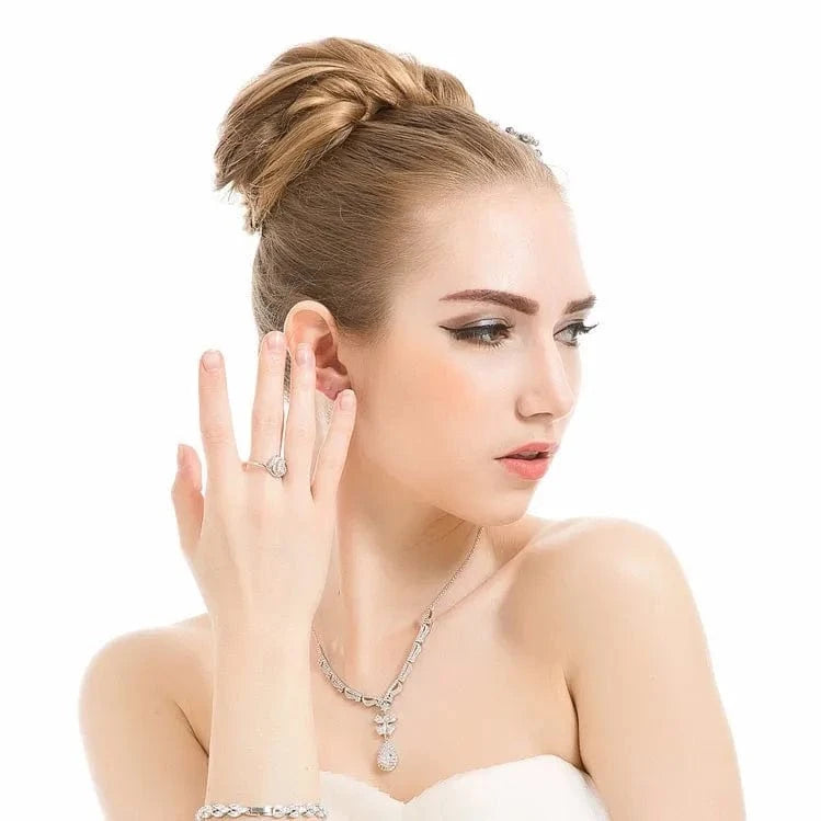 LUOTEEMI European Design Fashion White Gold Plated Party Jewelry CZ Engagement Ring for Women