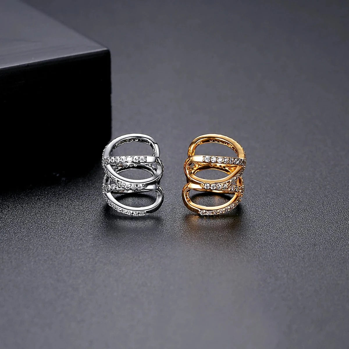 LUOTEEMI Korea Woman Woven Lady Earing Fashion Accessory C Shape Brass Earring Charm